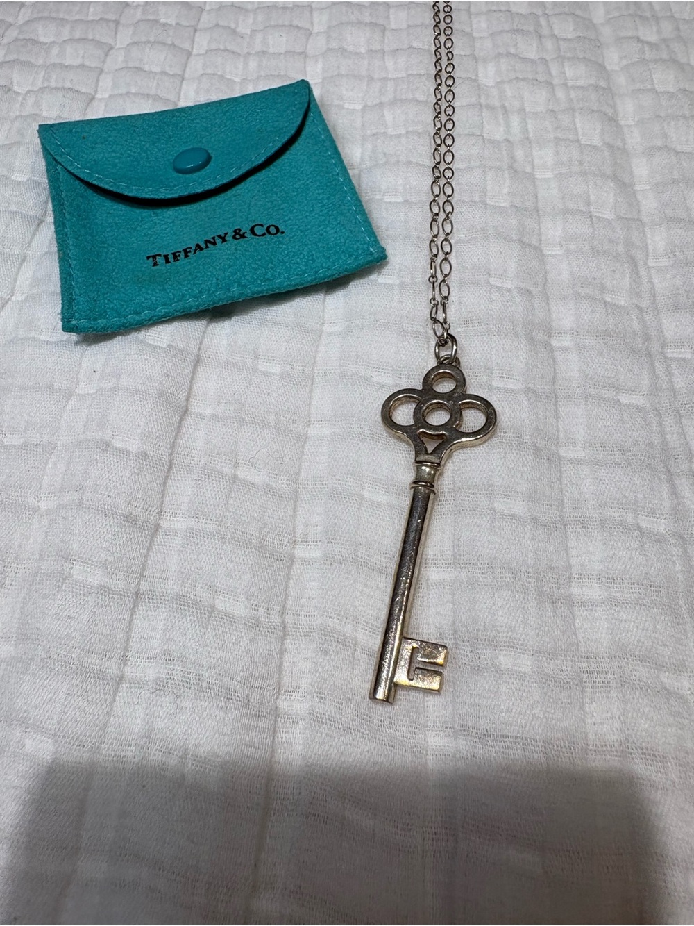 Tiffany & Co. Sterling Silver Key Pendant Necklace (32”)